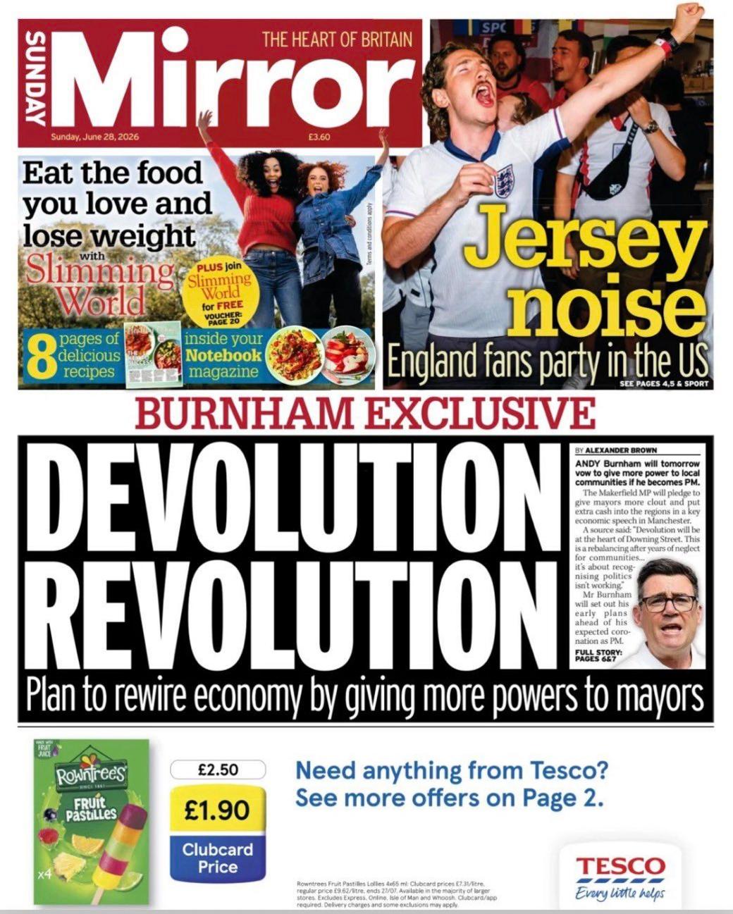 Latest News image related to Andy Burnham speech and record heatwave lead Sunday papers