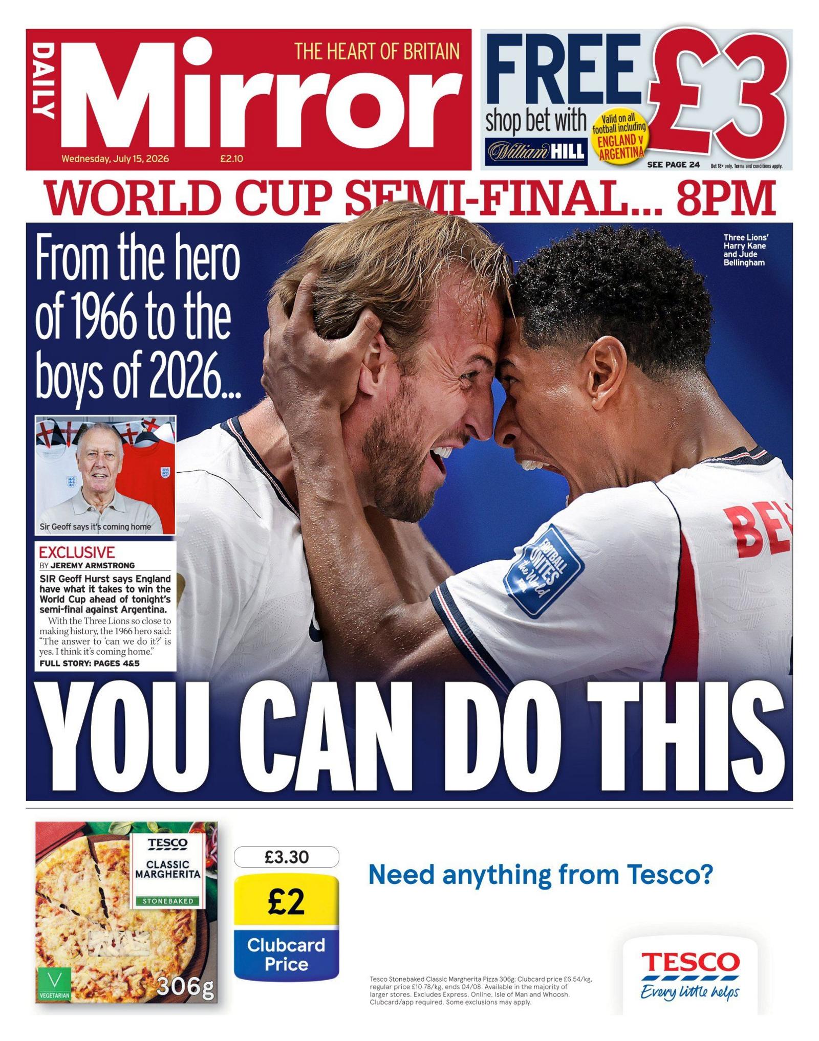 Latest News image related to World Cup semi-finals: "You can do this"; "Widdecombe suspect probed"
