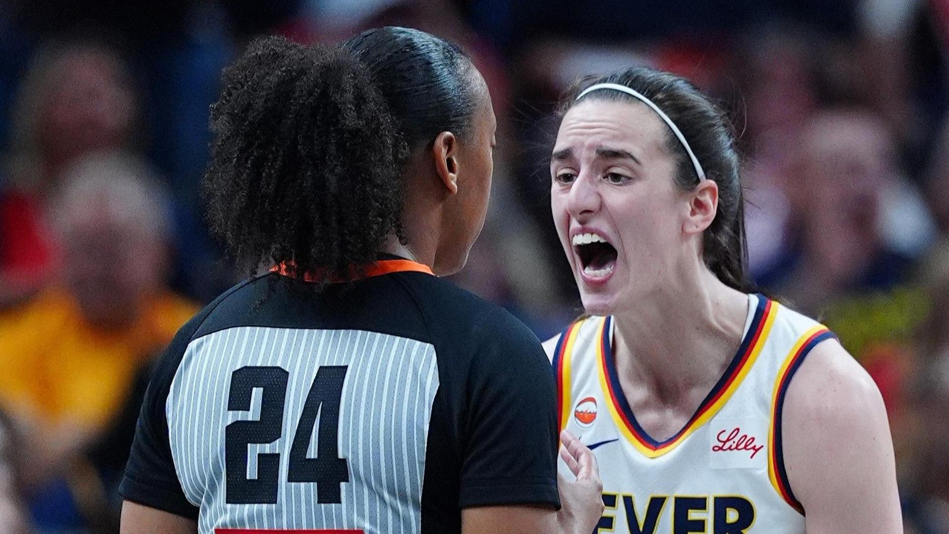 Sports image related to Caitlin Clark yells at referee after Fever loss