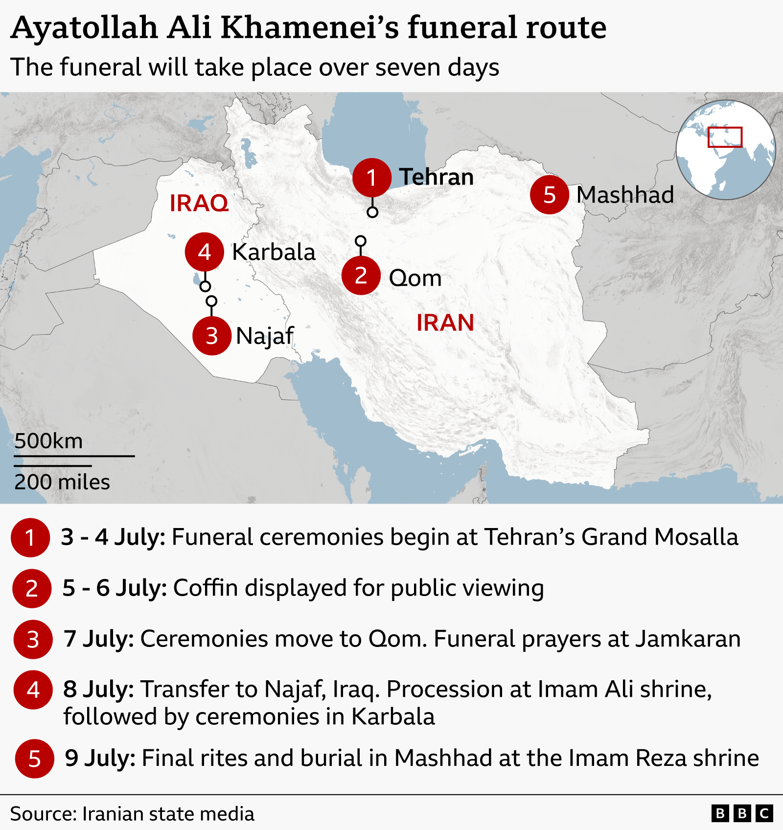 World image related to Ayatollah Khamenei funeral: large crowds in Tehran as body lies in state