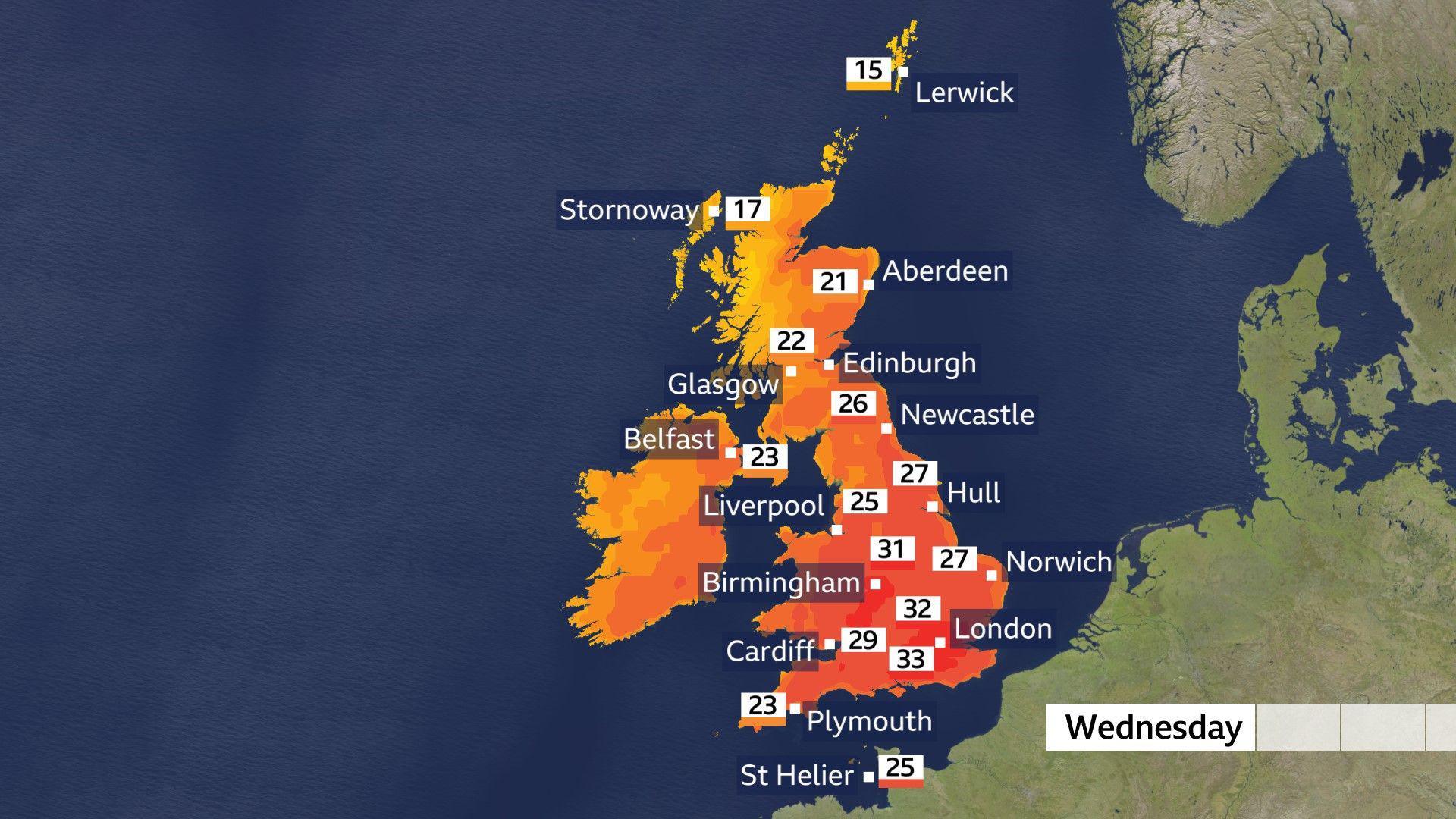 Latest News image related to UK issues amber heat-health alerts as 36C heatwave nears